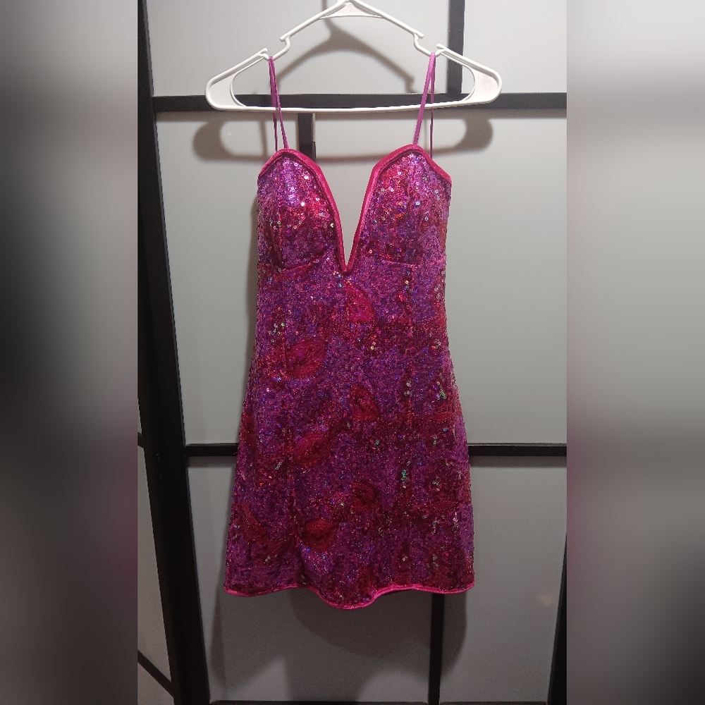 Pink Sequin Dress l Mini Dress